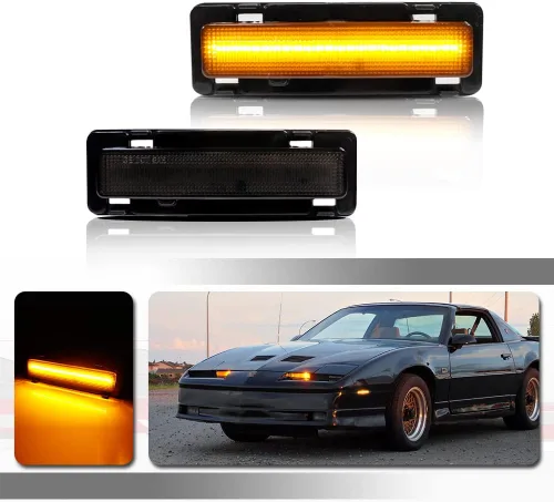 Miniatura 9 de Para Pontiac Firebird 1982-1992, Chevy Camaro 1982-1992 Carcasas de marcador lateral de parachoques delantero de repuesto lente ahumada Vivienda