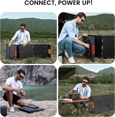 Miniatura 5 de Panel solar portátil de 200 W, plegable, 200 W, cargador solar de células solares para estación de energía, impermeable con soporte ajustable XT60