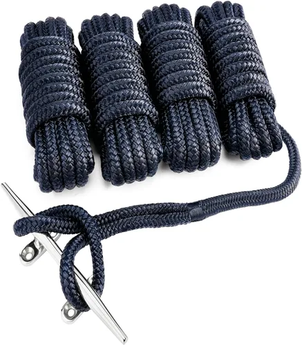 Young Marine 3/8" | 1/2" X 15' Líneas de muelle de nailon de doble trenzado de grado marino con ojal de 12 pulgadas. Línea de muelle de cuerda de