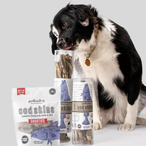 Miniatura 5 de Polkadog Pieles de bacalao para perros (4.7 onzas regulares) – Un solo ingrediente, piel de pescado capturada en la naturaleza, golosinas