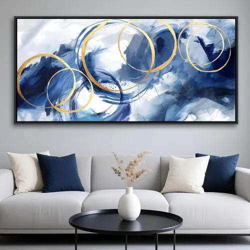 Miniatura 30 de AJAZIKO Arte Abstracto para Pared Azul Arte Moderno Decoración de Pared Obra de Arte para Paredes Sala de Estar Lienzo de Pared Enorme Cuadros