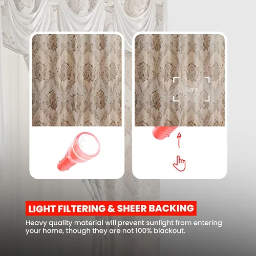 Miniatura 4 de Sapphire Home - Cortinas de jacquard de 84/63 pulgadas de longitud con cenefa adjunta + parte trasera transparente + 2 borlas, cortina tradicional