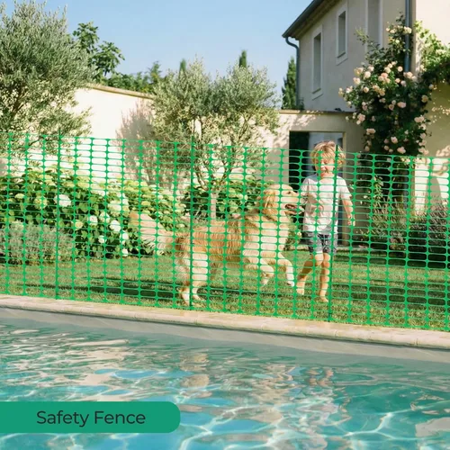 Miniatura 2 de Ohuhu Valla de seguridad de plástico para jardín, 3.4 x 100 pies, rollo de valla de jardín reutilizable con 25 estacas de 4 pies más gruesas