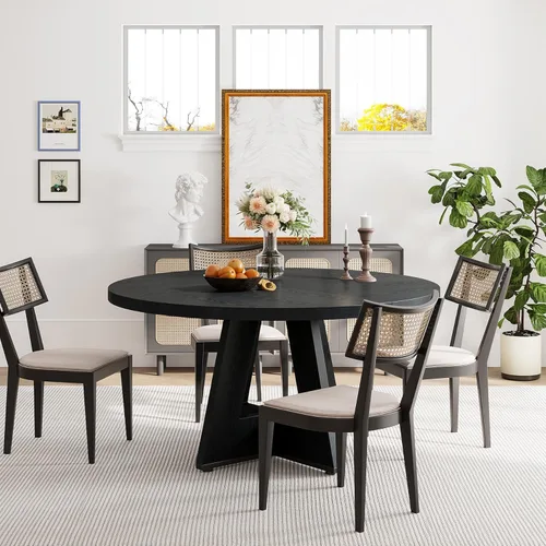 Miniatura 8 de Tribesigns Mesa de Comedor Redonda de 47 Pulgadas Mesa de Cocina de Madera para Comedor, Mesas de Dinner Room de 47" para 4-6, Muebles de Acento