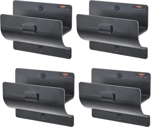 Juego de 4 colgadores de escalera para pared de garaje, gancho negro resistente para almacenamiento de escaleras de montaje en pared. Soporte