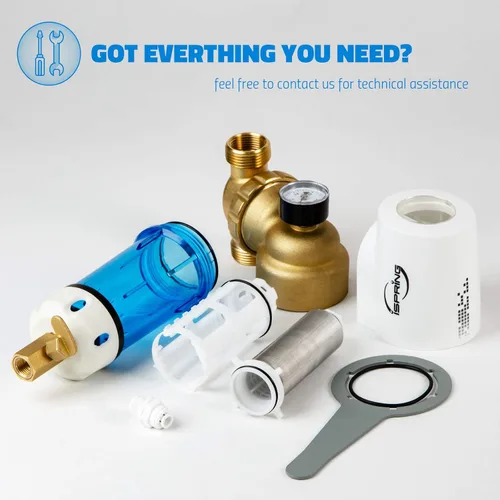 Miniatura 6 de iSpring WSP50GR+ACPF12MPT12x2 Reusable Spin Down Sediment Water Filter, 50 Micron, White