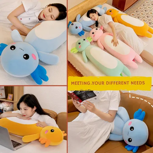 Miniatura 5 de Somao Almohada de Felpa Larga de Axolotl, Lindo Cuerpo de Animal de Peluche de Axolotl, Suave Peluche de Muñeca de Axolotl para Niñas y Niños
