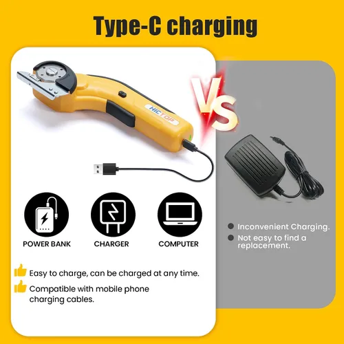 Miniatura 3 de HICTOP Tijeras Eléctricas Inalámbricas Cortador de Caja de Cartón Resistente con Bloqueo de Seguridad Tijeras Eléctricas Recargables de 4.2V