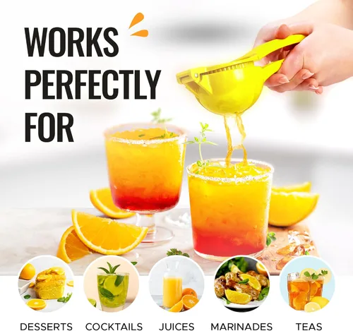 Miniatura 7 de Zulay Kitchen Exprimidor de naranja de metal de alta calidad, exprimidor de cítricos, prensa manual para extraer la mayor cantidad de jugo posible