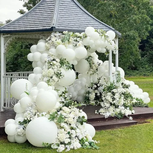 Miniatura 4 de FOTIOMRG Globos blancos de 12 pulgadas, paquete de 100 globos de látex con calidad de helio para cumpleaños, baby shower, decoración de fiesta