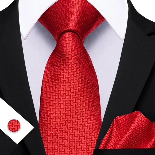 Miniatura 110 de Barry.Wang Juego de corbatas para hombre, corbata de seda a rayas, tejido a cuadros, gemelos formales, negocios, boda
