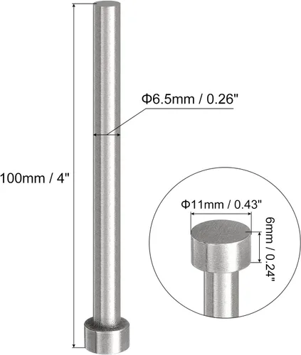 Miniatura 2 de uxcell Pasadores eyectores rectos, 0.256 in (1/4") Dia. Punzón de punta redonda de acero 65Mn 100mm (4") de largo para mantenimiento mecánico 2