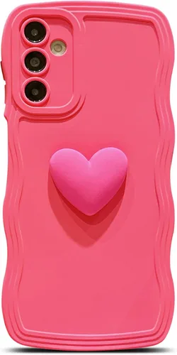 Miniatura 32 de Funda para Samsung Galaxy S22 para mujer, linda funda Kawaii 3D Love Heart color sólido rizado ondulado lente de cámara cubierta a prueba de golpes