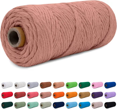 Miniatura 18 de CAMAL Cordón de macramé de 0.157 in x 109 yardas (328.1 ft), cuerda de algodón de color para tejer, manualidades, colgar en la pared, proyectos
