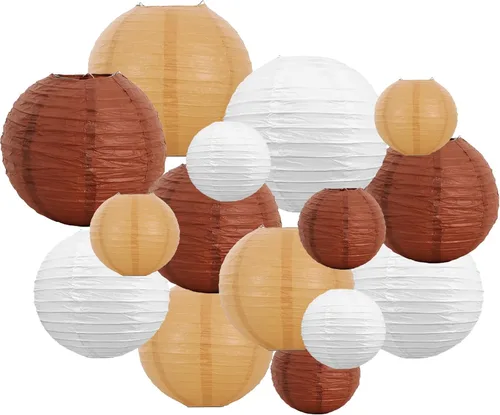 Miniatura 39 de BEISHIDA Faroles de Papel Blancos de 12 Pulgadas Decorativos Chinos/Japoneses Colgantes Redondos de Papel Lámparas para Cumpleaños, Bodas, Navidad