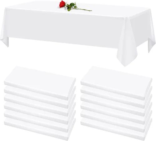 Miniatura 9 de 12 paquetes de manteles blancos, 52 x 52 pulgadas, manteles lavables de poliéster resistentes a manchas y arrugas para mesas cuadradas, mantel
