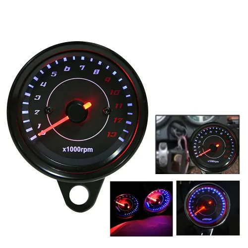 Miniatura 8 de Tacómetro electrónico universal con retroiluminación LED de 12 V, medidor de motocicleta de CC, construcción de aluminio, requiere instalación