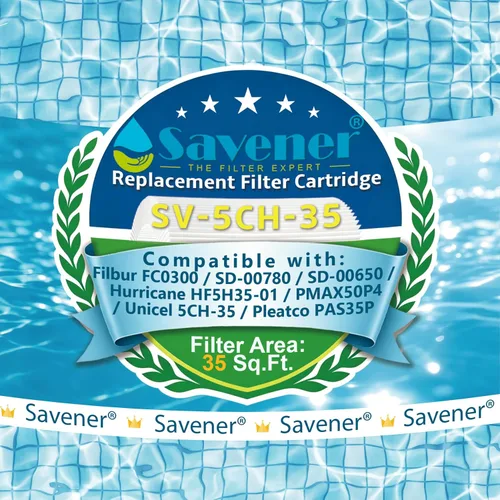 Miniatura 2 de Savener® 5CH-35 PMAX50 - Cartucho de filtro para bañera de hidromasaje, reemplaza a Unicel 5CH-35, Filbur FC-0300, PAS35P, AK-90109, PLF5CH-35