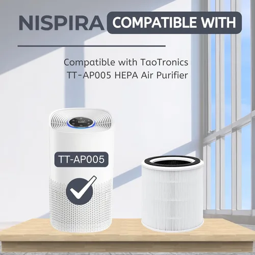 Miniatura 4 de Nispira TT-AP005 Filtro de repuesto para purificador de aire TaoTronics 3 en 1 True HEPA Smoke Dust VOCs Remover, 1 paquete