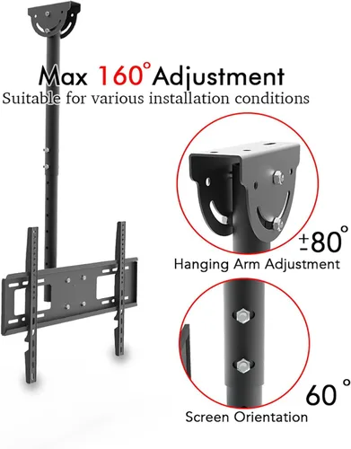 Miniatura 5 de Soporte de techo para TV que se adapta a la mayoría de televisores de pantalla plana LED, LCD OLED de 32 a 70 pulgadas, soporte de pared universal