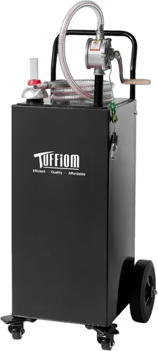 TUFFIOM Carrito de gas portátil de 30 galones con ruedas giratorias, tanque de almacenamiento de combustible, lata diésel de gasolina con bomba de