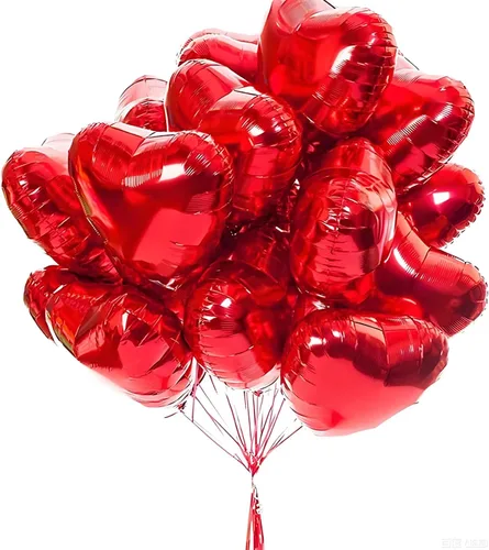 25 globos de Mylar en forma de corazón rojo de 18 pulgadas, decoración del día de San Valentín, decoración de fiesta de cumpleaños, boda,