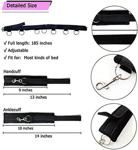 Miniatura 7 de Correas de cama King para adultos, correas de amarre para adultos, juguetes de dormitorio, correas de cama para tamaño Queen, correas de cama