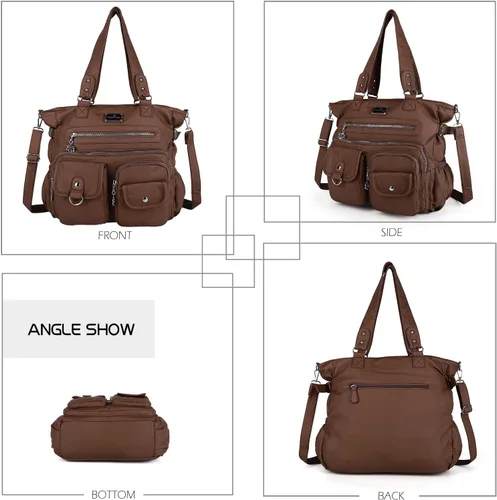 Miniatura 3 de Angel Kiss Monederos y bolso de mano para mujer, bolso de hombro de piel sintética suave para mujer, bolso de mano con asa superior
