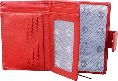 Miniatura 6 de MORUCHA Cartera de embrague para mujer de cuero genuino RFID bloqueo alta capacidad tarjetero monedero M85, Rojo