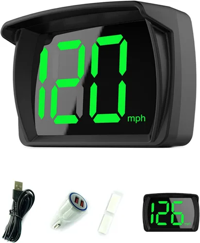 Miniatura 9 de Shkalacar Pantalla frontal HUD para automóvil, velocímetro digital GPS KM/H MPH con pantalla LED de fuente grande + adaptador de carga de automóvil