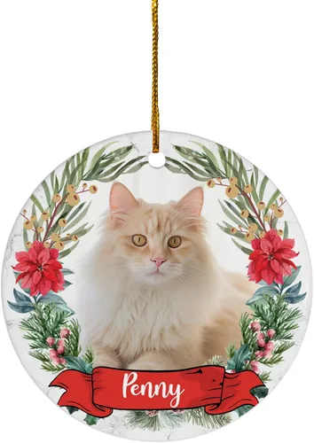 Miniatura 10 de FLOCHIL Adornos de Navidad Personalizados para Gatos Adornos de Navidad Personalizados con Foto y Nombre para Árboles de Navidad, Adornos de Navidad