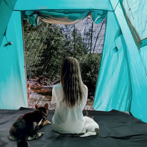 Miniatura 5 de Huella de tienda de campaña – 86 x 31 pulgadas, lona impermeable para camping, lona ultraligera para senderismo, mochileros y uso en la playa, bolsa