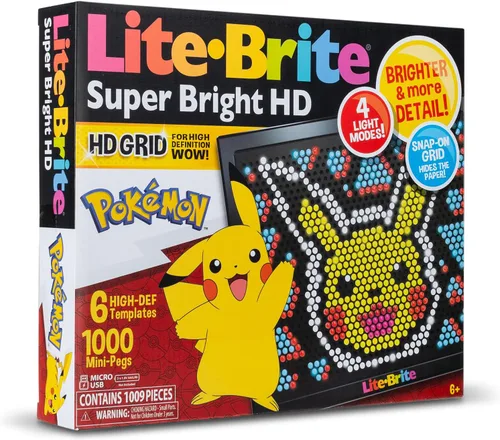 Miniatura 8 de Lite Brite Super Bright HD, Edición Pokémon – Pantalla creativa retro iluminada – Juego educativo para niños, mejora la creatividad, regalo