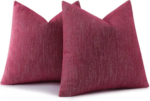 Miniatura 9 de decorUhome Juego de 2 fundas de almohada decorativas de felpilla de 16 x 16 pulgadas, fundas de almohada cuadradas neutrales con textura rústica