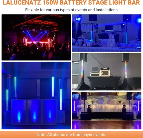 Miniatura 6 de Barra de luz de escenario alimentada por batería: 150W 3IN1 RGBW cambio de color - Inalámbrico 2.4G DMX y control remoto - Efectos estroboscópicos