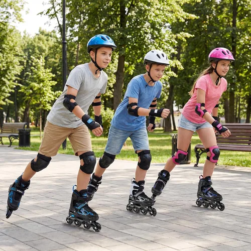 Miniatura 8 de BABY JOY Patines en línea, 4 tamaños ajustables para niños con ruedas iluminadas para niños de 5 a 14 años, divertidos patines iluminadores