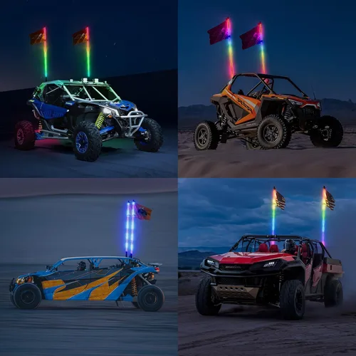 Miniatura 7 de Ehaho 2 piezas luces de látigo de 1 pie para UTV ATV con base de resorte, luz LED de látigo tres veces más brillante con interruptor basculante y 6