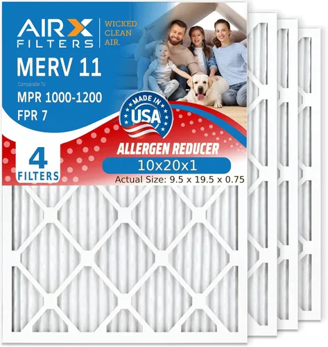 AIRX FILTERS WICKED CLEAN AIR. Filtro de aire 10x20x1 MERV 11 electrostático plisado filtro de aire acondicionado paquete de 4 filtros de horno HVAC