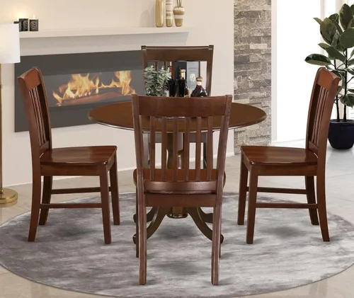 Miniatura 2 de East West Furniture DLNO3-BCH-W Juego de mesa de comedor de 3 piezas contiene una mesa de comedor redonda con gotas y 2 sillas de asiento de madera