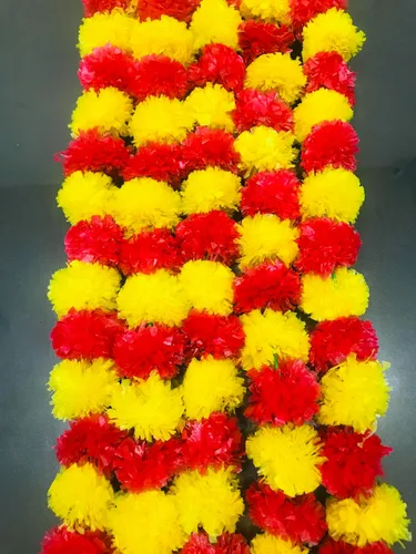 Guirnalda de caléndula de 5 piezas de 5 pies | Decoración de manto de fiesta de boda india/americana, guirnaldas de imitación de guirnaldas de boda,