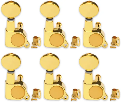 Miniatura 11 de SAPHUE 6 clavijas de afinación de guitarra 3R3L, botón cóncavo ovalado pequeño, engranaje sellado, clavijas de afinación, cabezales de máquina