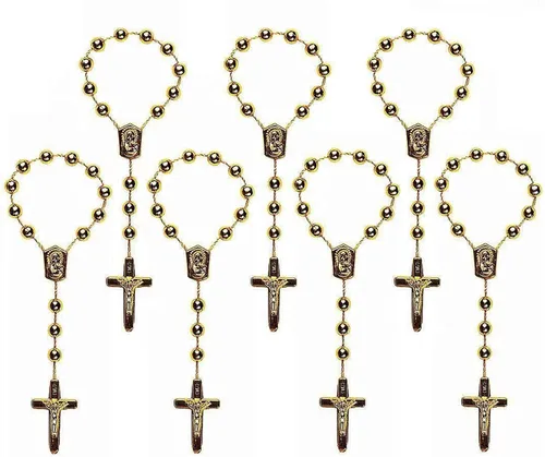 Miniatura 4 de Rosario acrílico de 24 piezas de rosario de bautismo, mini rosarios con ángel para la primera comunión, recuerdos de fiesta de bautismo (dorado)