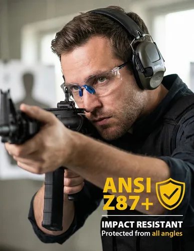 Miniatura 17 de Paquete de 3 lentes de seguridad tintados ámbar: lente de policarbonato antiarañazos con certificación ANSI Z87.1, protección UV para construcción