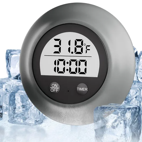 Miniatura 8 de Termómetro de baño de hielo con cubierta de silicona y temporizador, termómetro de agua flotante impermeable para inmersión en frío, funciona