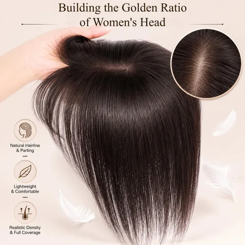 Miniatura 3 de Anemone Extensiones de cabello humano de encaje tejido a mano con clip en extensiones naturales brasileñas para mujer, cubierta recta para pérdida
