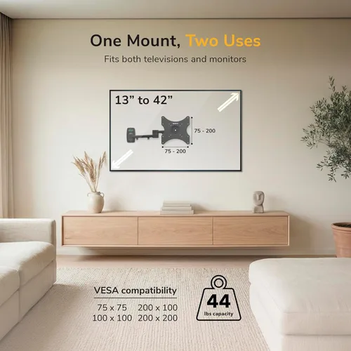 Miniatura 4 de Mount-It! Soporte de pared para televisor LCD con movimiento e inclinación completos Negro