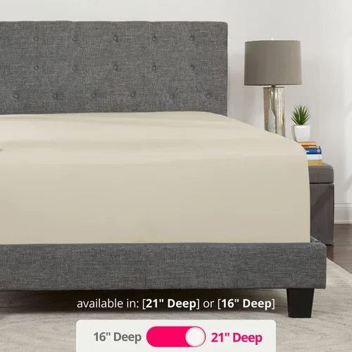 Miniatura 3 de Sábana bajera de esquinas profundas Twin XL Sábana bajera de 17 a 21 pulgadas 1 sábana bajera con bolsillos profundos para Pillow Top y colchón