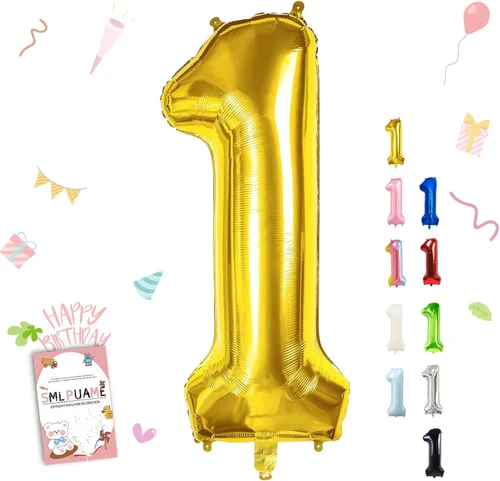 Miniatura 128 de Globos grandes de 40 pulgadas de números del 0 al 9, globos numéricos para decoración de fiesta de cumpleaños, globos de helio de aluminio