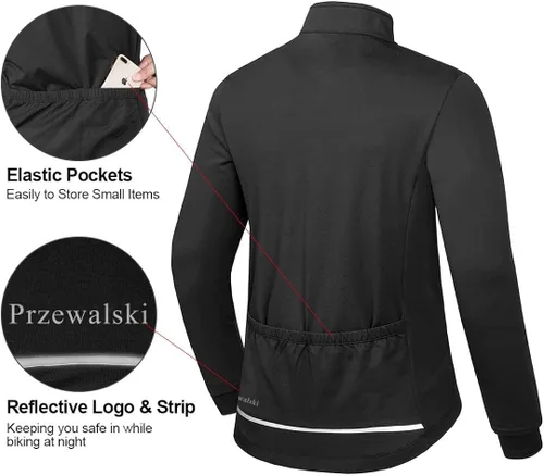 Miniatura 3 de Przewalski - Chaqueta de ciclismo para hombre, chaqueta para correr, térmica, cortavientos, transpirable, reflectante, cortavientos