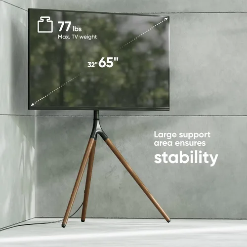 Miniatura 3 de ONKRON Soporte de TV con caballete para pantalla de 32 a 65 pulgadas de hasta 77 libras, soporte de trípode giratorio de 360°, altura ajustable